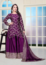 PresentingNew Designer Embroidered Chinon Sharara Suit With Sequence Embroidered Work