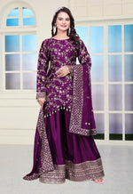 PresentingNew Designer Embroidered Chinon Sharara Suit With Sequence Embroidered Work