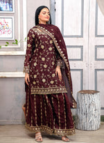 PresentingNew Designer Embroidered Chinon Sharara Suit With Sequence Embroidered Work