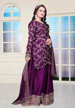 PresentingNew Designer Embroidered Chinon Sharara Suit With Sequence Embroidered Work