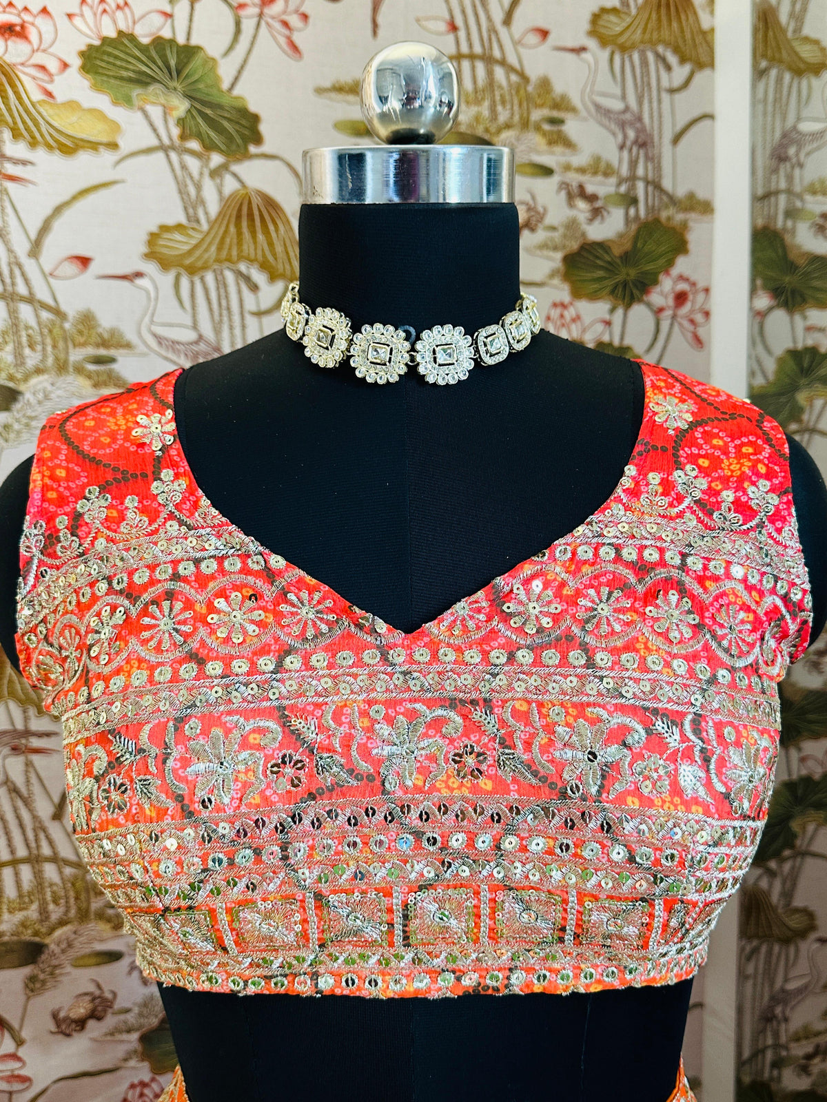 DESINGER HOUSE PRESENTS CHINON SILK WITH DIGITAL PRINT AND EMBROIDERY SEQUENCE DESIGN WORK LEHENGHA CHOLI