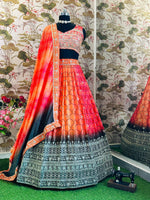 DESINGER HOUSE PRESENTS CHINON SILK WITH DIGITAL PRINT AND EMBROIDERY SEQUENCE DESIGN WORK LEHENGHA CHOLI