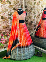 DESINGER HOUSE PRESENTS CHINON SILK WITH DIGITAL PRINT AND EMBROIDERY SEQUENCE DESIGN WORK LEHENGHA CHOLI