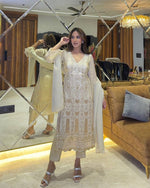 DESINGER HOUSE PRESENTS GEORGETTE SEQUENCE EMBROIDERED WORK TOP AND PENT WITH DUPATTA