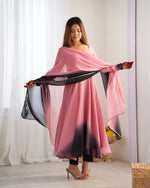 DESINGER HOUSE PRESENTS PINK+BLACK SHADOW PADDING ANARKALI GOWN PAIR