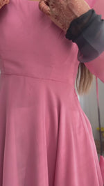 DESINGER HOUSE PRESENTS PINK+BLACK SHADOW PADDING ANARKALI GOWN PAIR